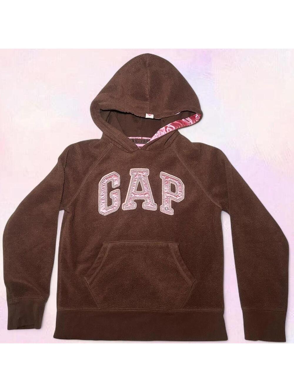 Gap Teddy Brown Pink Hoodie Sweater Kids Medium 8 Years 2007